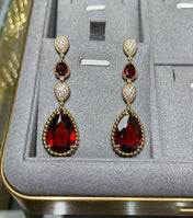 BOHEME 4 MOTIF CARNELIAN DROP GOLD EARRINGS
