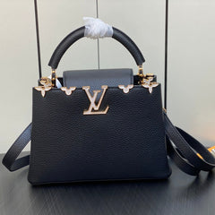 CAPUCINES BB 27 BLACK TAURILLON GOLD HARDWARE