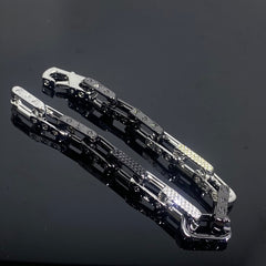 LV MONOGRAM DIAMOND BLACK SILVER BRACELET