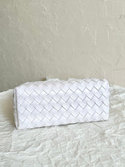 BV SMALL ANDIAMO 25CM WHITE LAMBSKIN