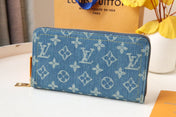 LV MONOGRAM DENIM LEATHER 19CM LONG WALLET