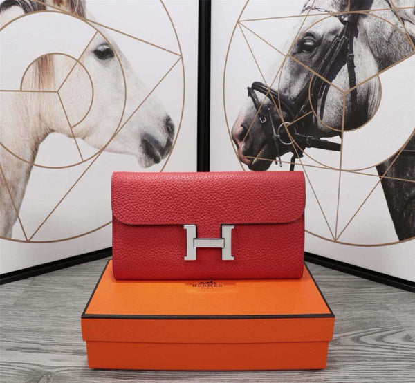 HM CLUTCH CONSTANCE 20.5 RED CALFSKIN SILVER HARDWARE