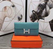 HM CLUTCH CONSTANCE 20.5 SAPPHIRE CALFSKIN SILVER HARDWARE