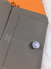 HM DOGON WALLET 20 GRAY GRAINED CALFSKIN