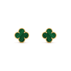 CLOVER MEDIUM MALACHITE PINK GODL EARRINGS