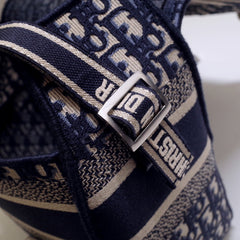 CAMP DOUBLE BUCKLE BAG 28 IN NAVY BLUE MONOGRAM OBLIQUE JACQUARD