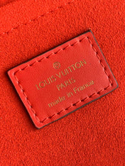 LOCKY BB 21 IN BROWN MONOGRAM CANVAS AND RED CALFSKIN GOLD BUCKLE