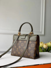 LOCKY BB 21 IN BROWN MONOGRAM CANVAS AND KHAKI GREEN CALFSKIN GOLD BUCKLE