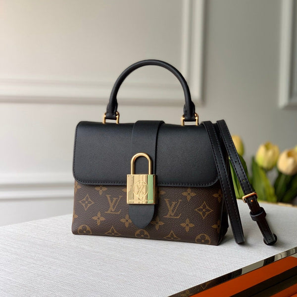 LOCKY BB 21 IN BROWN MONOGRAM CANVAS AND BLACK CALFSKIN GOLD BUCKLE