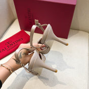 VLOGO SIGNATURE LIGHT PINK CALFSKIN HIGH SLINGBACK PUMP 7 CM