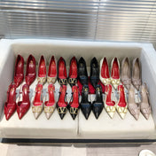 VLOGO SIGNATURE WHITE CREAM CALFSKIN HIGH SLINGBACK PUMP 4 CM