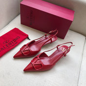 VLOGO SIGNATURE CHERRY RED CALFSKIN HIGH SLINGBACK PUMP 4 CM