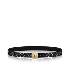 LV 35 MM BELT MULTICOLOR MIX BLACK MONOGRAM CALFSKIN GOLD HARDWARE