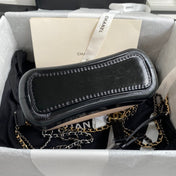 CC GABRIELLE MINI 20 HOBO BAG IN ALMOND BEIGE MIX BLACK CALFSKIN