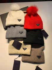 BEANIE HAT IN CAMEL BROWN WOOL AND RABBIT FUR 361437