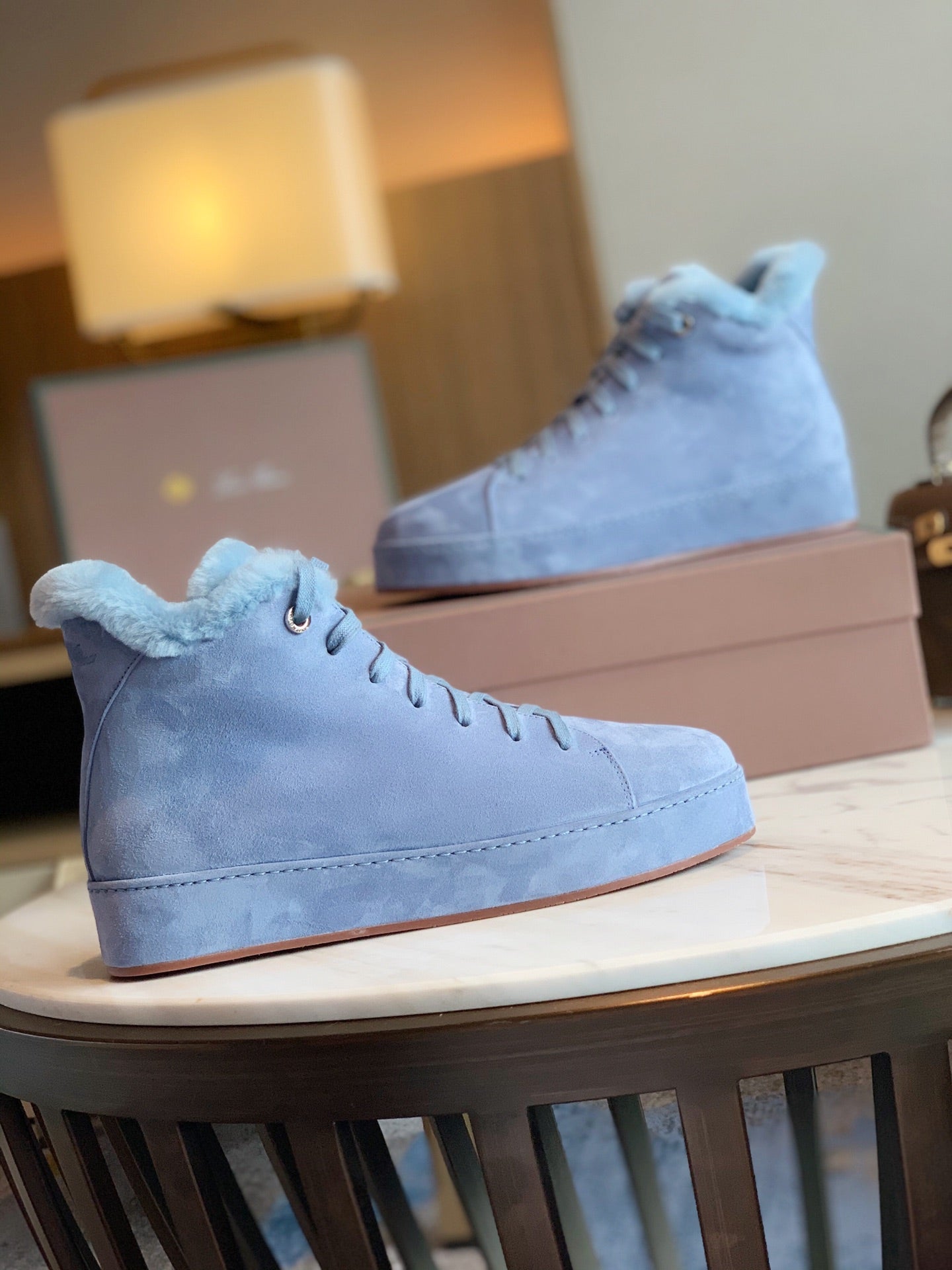 LP WINTER NUAGES HIGH SNEAKERS SAPPHIRE LAMBSKIN