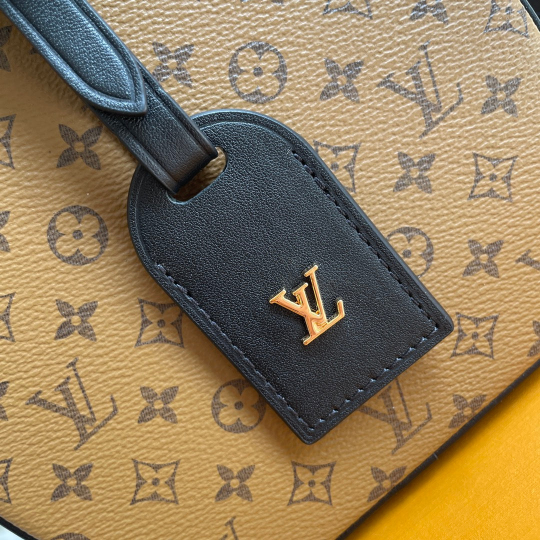 LV 25S PETITE BOITE CHAPEAU 17 IN BLACK MONOGRAM REVERSE CALFSKIN