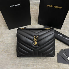 LOULOU SMALL 25 IN BLACK LAMBSKIN GOLD HARDWARE