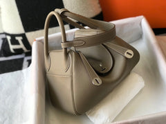 HM LINDY 30 BAG IN PEANUT BROWN CALFSKIN SILVER HARDWARE