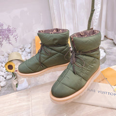 PILLOW COMFORT ANKLE BOOTS IN ARMY GREEN NYLON