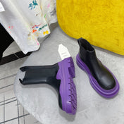 TIRE CHELSEA BOOT IN BLACK MIX ROYAL PURPLE CALFSKIN