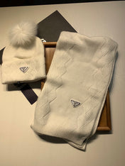 SET SCARF AND HAT IN WHITE WOOL AND RABBIT FUR 416368