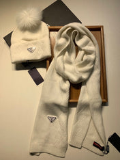 SET SCARF AND HAT IN WHITE WOOL AND RABBIT FUR 416368