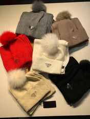 SET SCARF AND HAT IN BLACK WOOL AND RABBIT FUR 416369