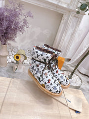 PILLOW COMFORT ANKLE BOOTS IN WHITE MIX BLACK MONOGRAM NYLON