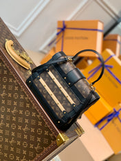 TRIANON PM 21 IN BROWN MONOGRAM COATED CANVAS AND BLACK CALFSKIN SIGNATURE S-LOCK