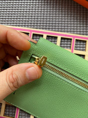 HM Kelly Pocket 13.5 Green Epsom Ghw
