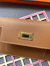 HM Kelly Pocket 13.5 Tan Epsom Ghw