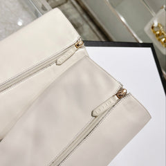 GG CLASSIC KNEE HIGH BOOTS IN WHITE IMPORTED CALFSKIN