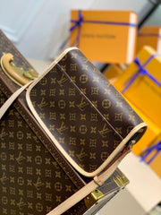 DIANE 27 IN BROWN MONOGRAM COATED CANVAS AND CALFSKIN