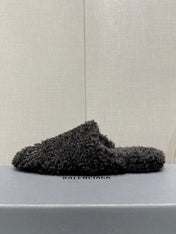 BALENCIAGA 25S MULES IN BLACK WOOL WITH LOGO