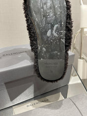 BALENCIAGA 25S MULES IN BLACK WOOL WITH LOGO