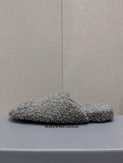 BALENCIAGA 25S MULES IN GRAY WOOL WITH LOGO