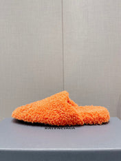 BALENCIAGA 25S MULES IN ORANGE WOOL WITH LOGO