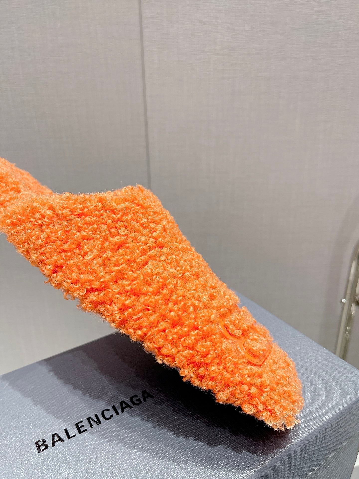 BALENCIAGA 25S MULES IN ORANGE WOOL WITH LOGO
