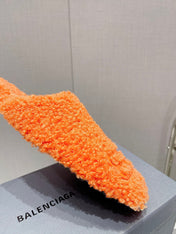 BALENCIAGA 25S MULES IN ORANGE WOOL WITH LOGO