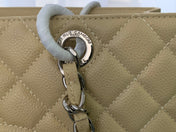 CHANEL 25S MEDALLION TOTE 33 CM IN BEIGE CAVIAR WITH SILVER HARDWARE