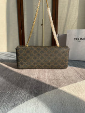 CHAIN SHOULDER BAG CLAUDE 33 IN BLACK TRIOMPHE CANVAS GOLD HARDWARE