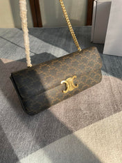 CHAIN SHOULDER BAG CLAUDE 33 IN BLACK TRIOMPHE CANVAS GOLD HARDWARE