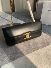 CHAIN SHOULDER BAG CLAUDE 33 IN BLACK CALFSKIN GOLD HARDWARE