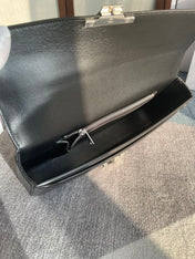 CHAIN SHOULDER BAG CLAUDE 33 IN BLACK CALFSKIN SILVER HARDWARE