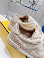 FENDI CASUAL SNEAKER IN WHITE CALFSKIN AND LIGHT PINK SUEDE