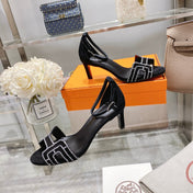 PREMIERE 70 SANDAL IN BLACK SUEDE WITH RHINSTONES
