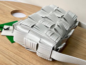 SMALL CASSETTE 23 IN WHITE FRINGED CALFSKIN