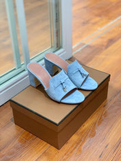 Summer Charms Mules 80 Sky Blue Suede Pink Lambskin