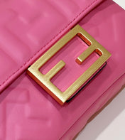 BAGUETTE MINI 19 DARK PINK NAPPA LEATHER BAG WITH FF MOTIF